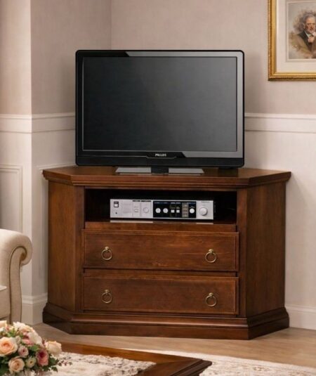 Porta TV ad angolo in legno massiccio
