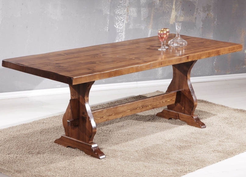 Arredamenti Rustici Tavolo Linea Fratino in Legno Pino Massello da L 120 cm Legno Grezzo Non Verniciato